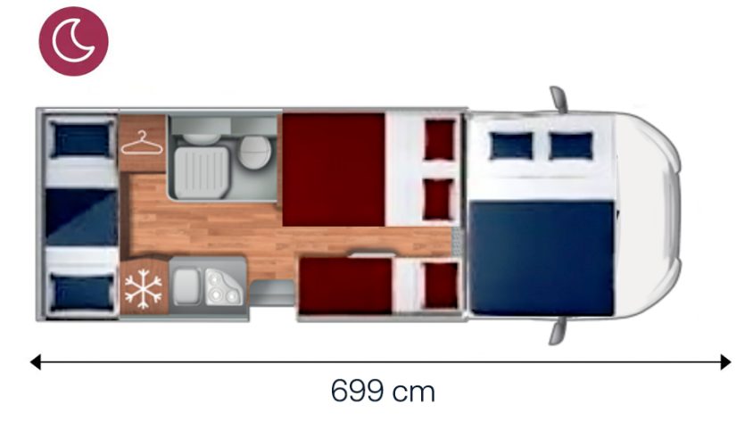 Configuración noche autocaravana Horon 77M