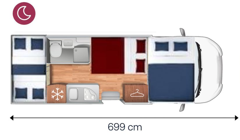 Configuración noche autocaravana Horon 79M