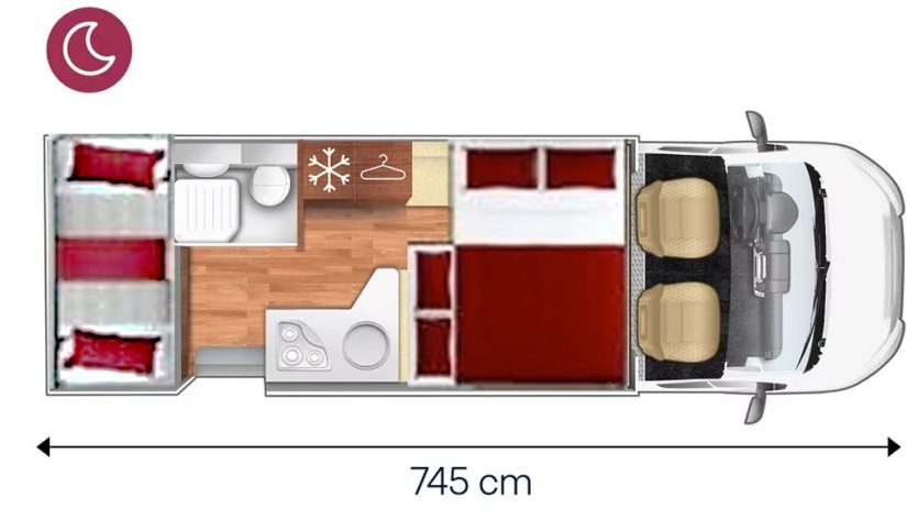 Configuracion noche autocaravana Horon 74XT